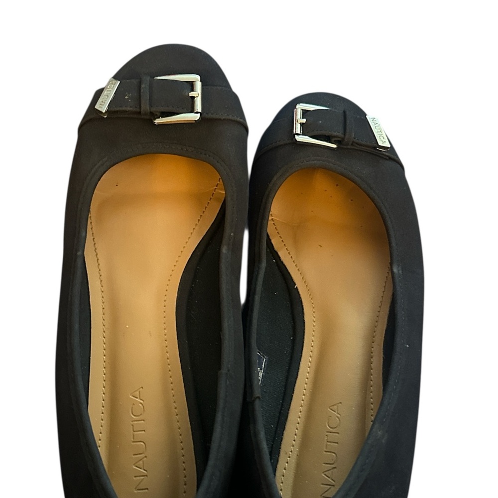 Nautica Women's Black Buckle Flats